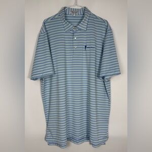 Peter Millar Summer Comfort Polo Golf Shirt Payne’s Valley Logo Striped Size XL